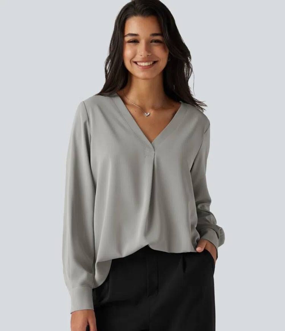 Halara Wrinkle Recovery Long Sleeve Work Blouse